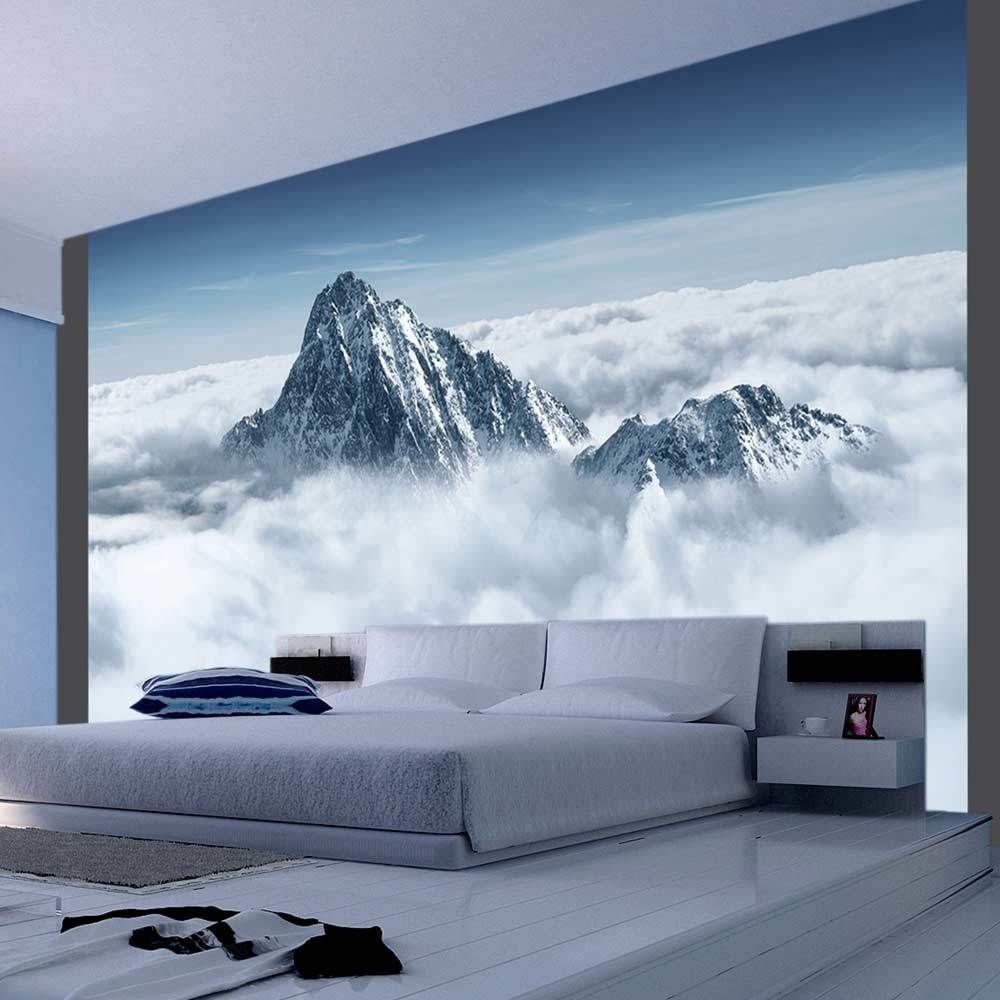 marque generique - 200x154 Papier peint Montagnes Paysages Splendide Montagne entourée de nuages - Papier peint
