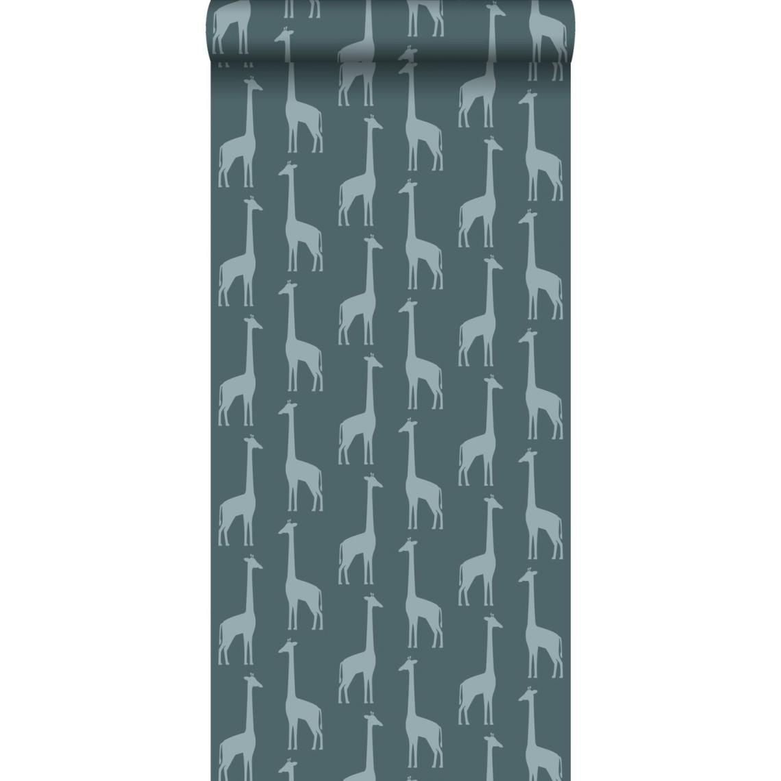 ESTAhome - ESTAhome papier peint girafes blue foncé grisé - 139061 - 0.53 x 10.05 m - Papier peint