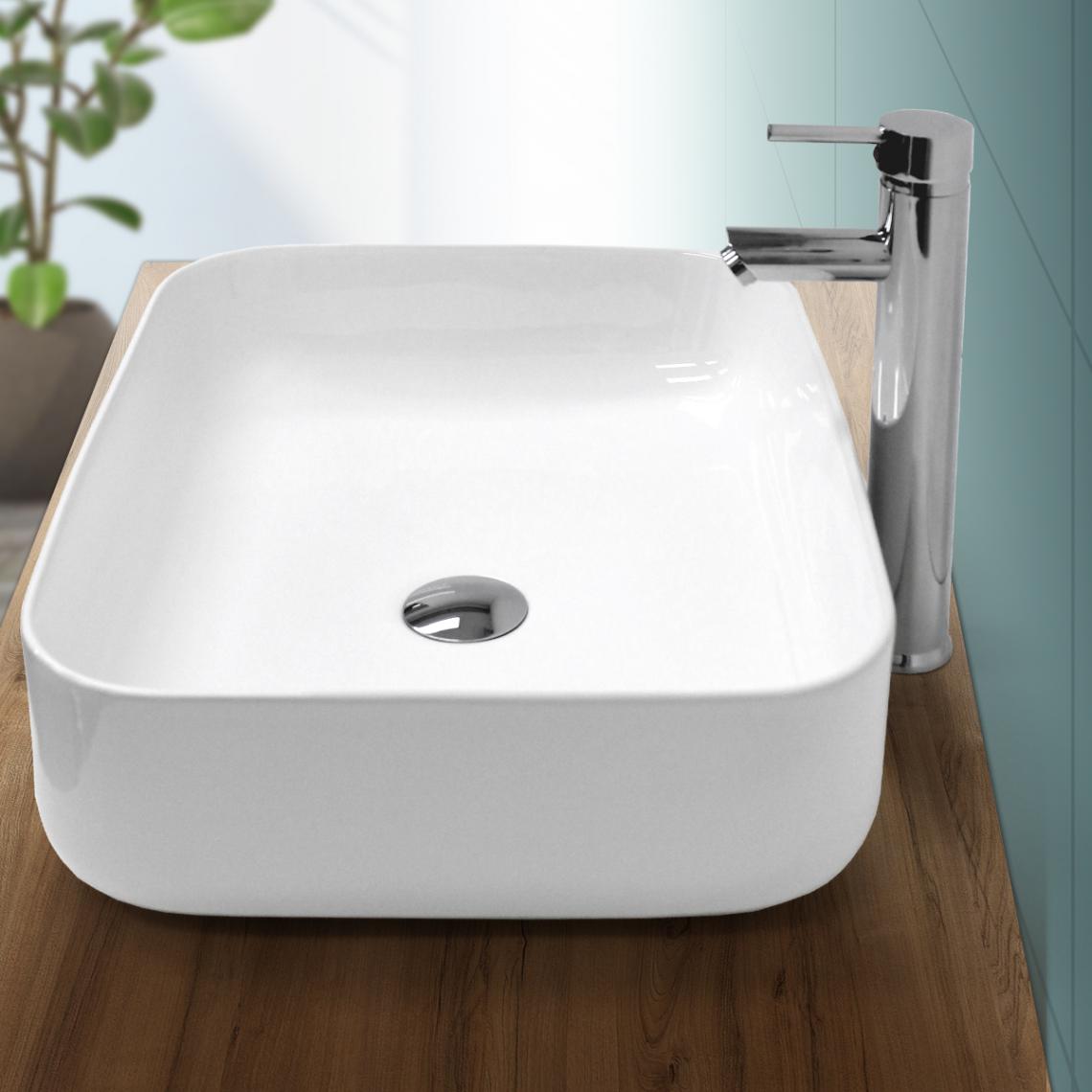 Ecd Germany - Lavabo vasque à poser céramique lave-main salle de bain blanc 505 x 395 x 135 mm - Lavabo