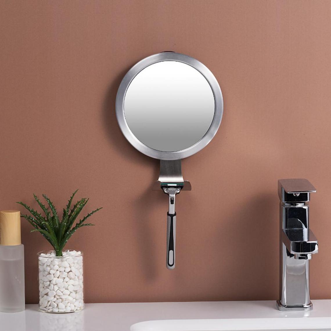 Universal - Miroir de salle de bains acier inoxydable anti-brouillard miroir de douche salle de bains miroir de rasage miroir de toilette mural ventouse pour salle de bain(Argent) - Miroir de salle de bain