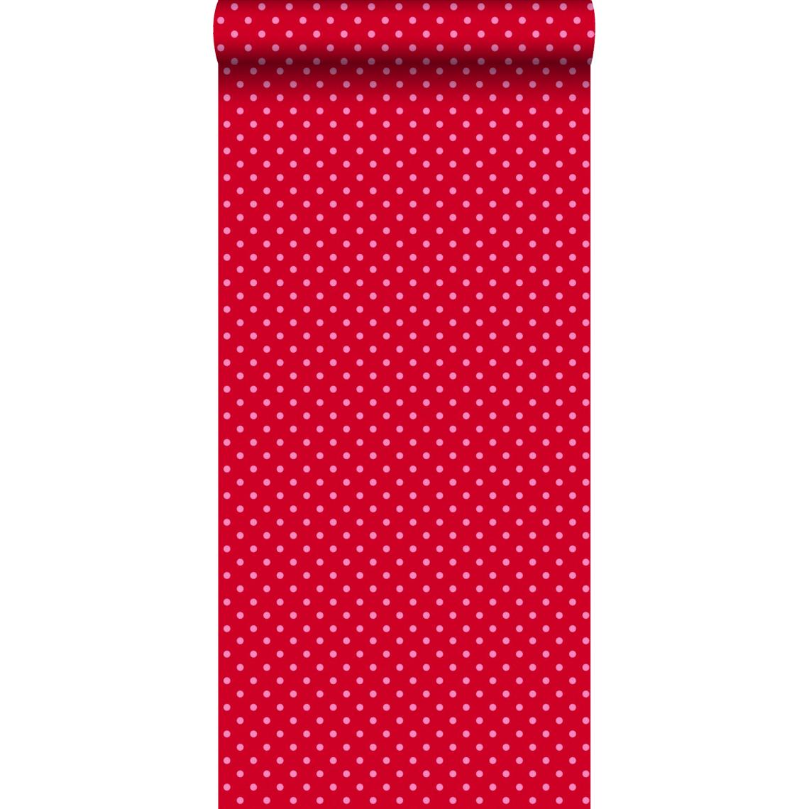 ESTAhome - ESTAhome papier peint à motif de petits points rouge et rose - 115740 - 53 cm x 10,05 m - Papier peint