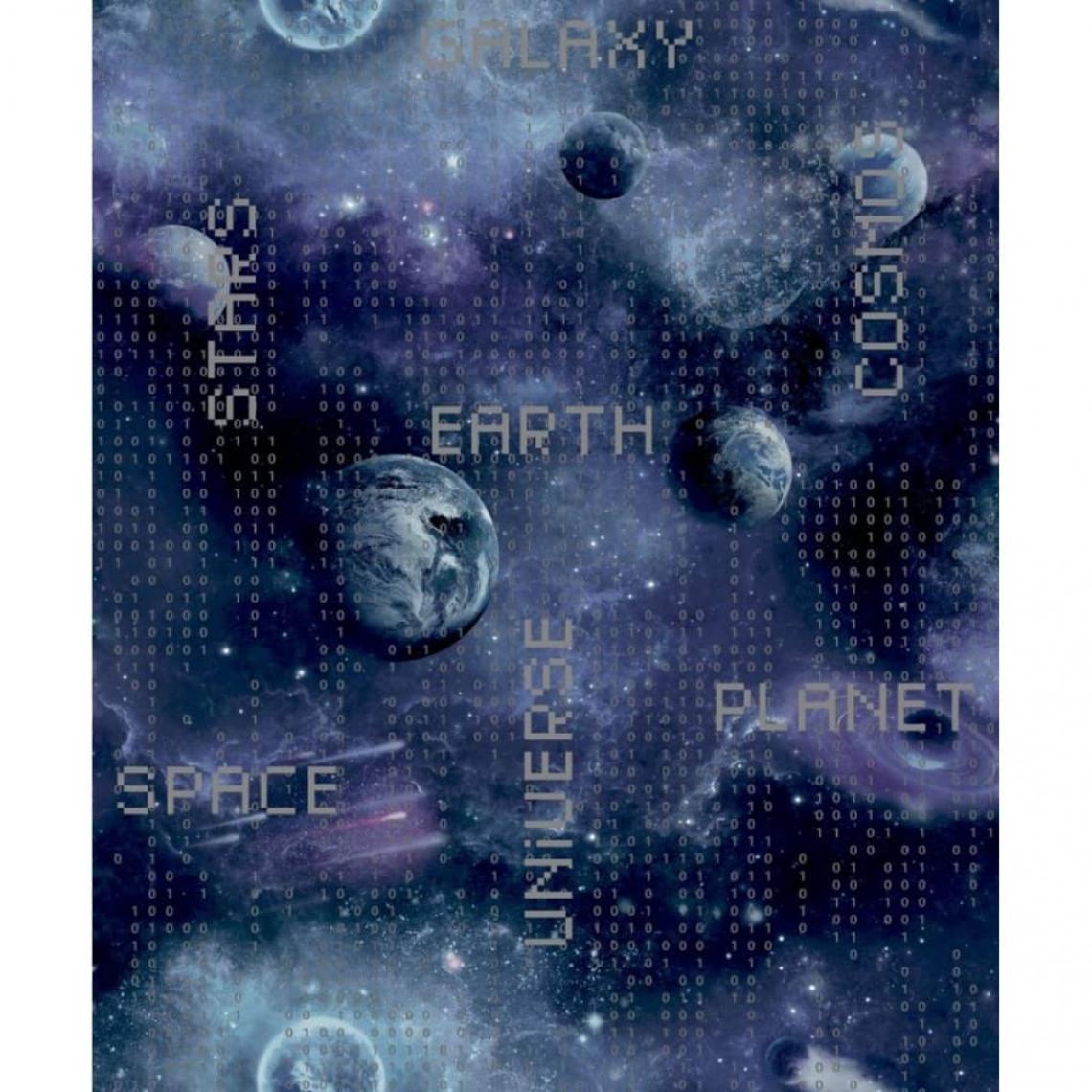 GOOD VIBES - Good Vibes Papier peint Galaxy Planets and Text Noir et violet - Papier peint