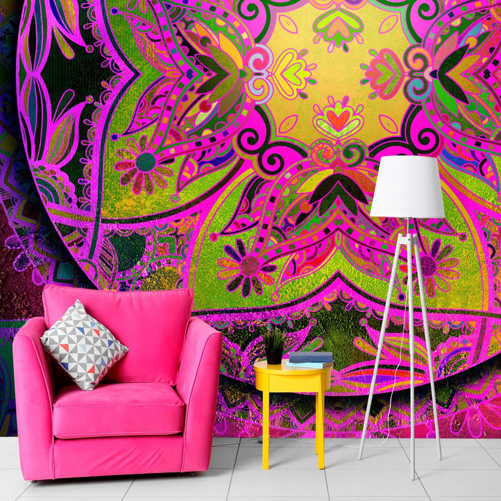 marque generique - 150x105 Papier peint Orient Distingué Mandala: Pink Expression - Papier peint