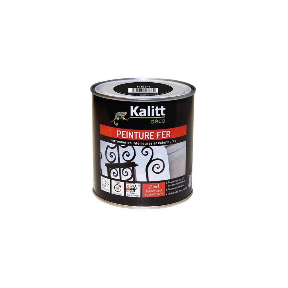 marque generique - Peinture spécial Fer - Noir - Brillant - 0.5 L - KALITT - Peinture intérieure