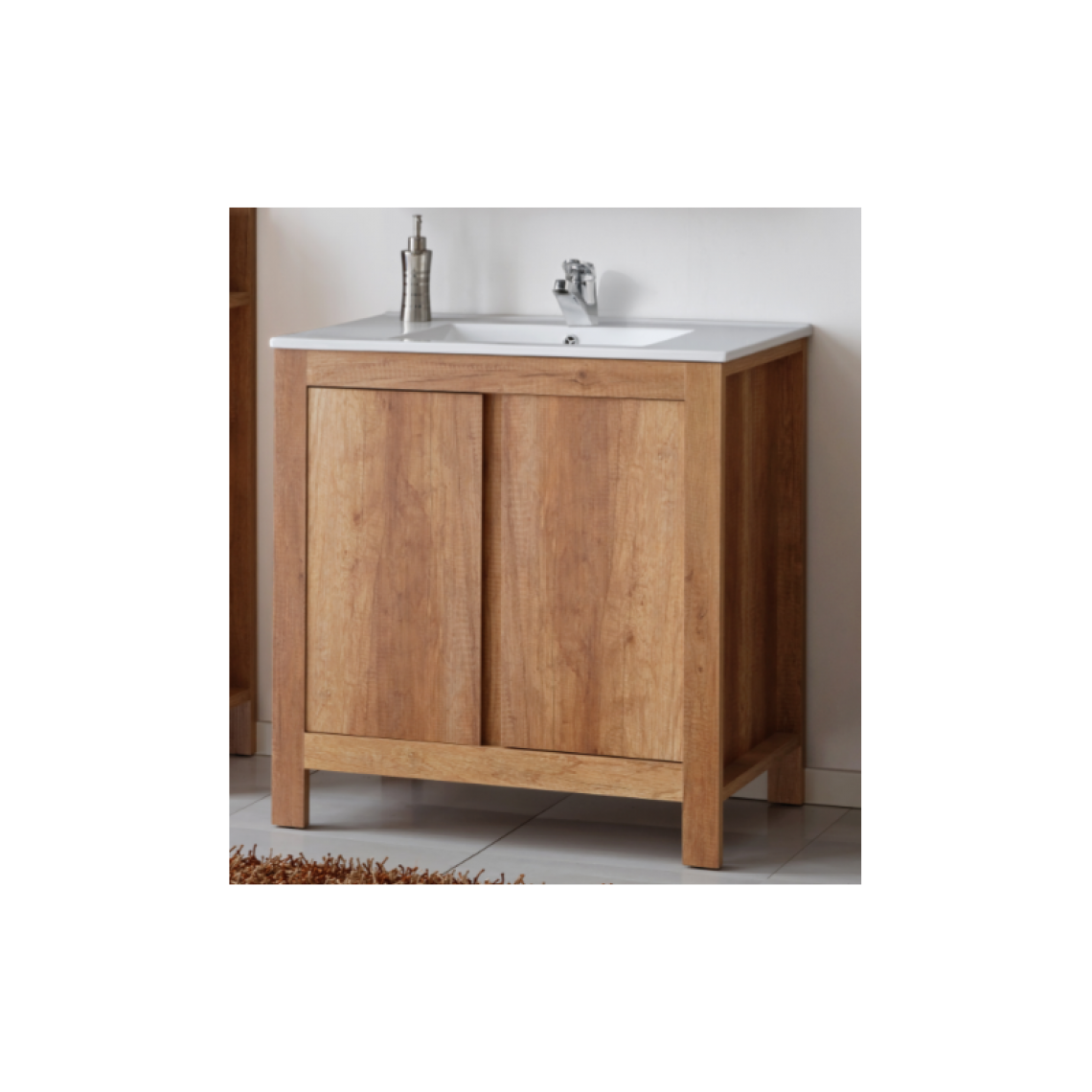 Ac-Deco - Ensemble meuble vasque salle de bain - Bois - 60 cm - Classic Oak - Vasque