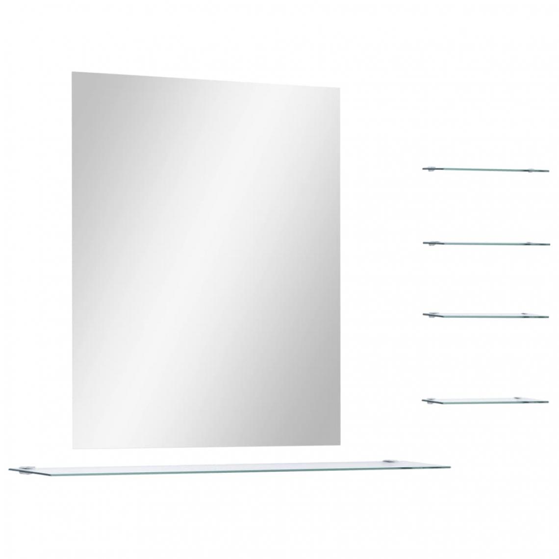Icaverne - Icaverne - Miroirs serie Miroir mural avec 5 étagères Argenté 80 x 60 cm - Miroir de salle de bain