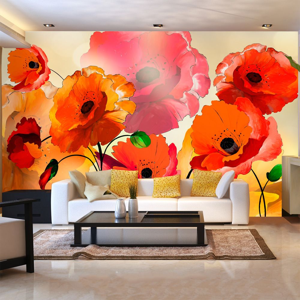 Bimago - Papier peint - Velvet poppies - Décoration, image, art | Fleurs | Coquelicots | 450x280 cm | XXl - Grand Format | - Papier peint