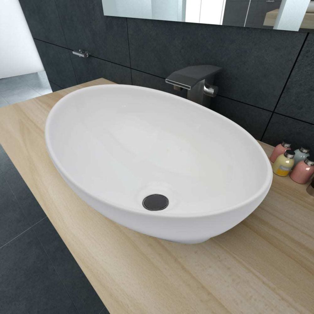 marque generique - Magnifique Éviers et lavabos selection Katmandou Lavabo en forme ovale Céramique 40 x 33 cm Blanc - Lavabo