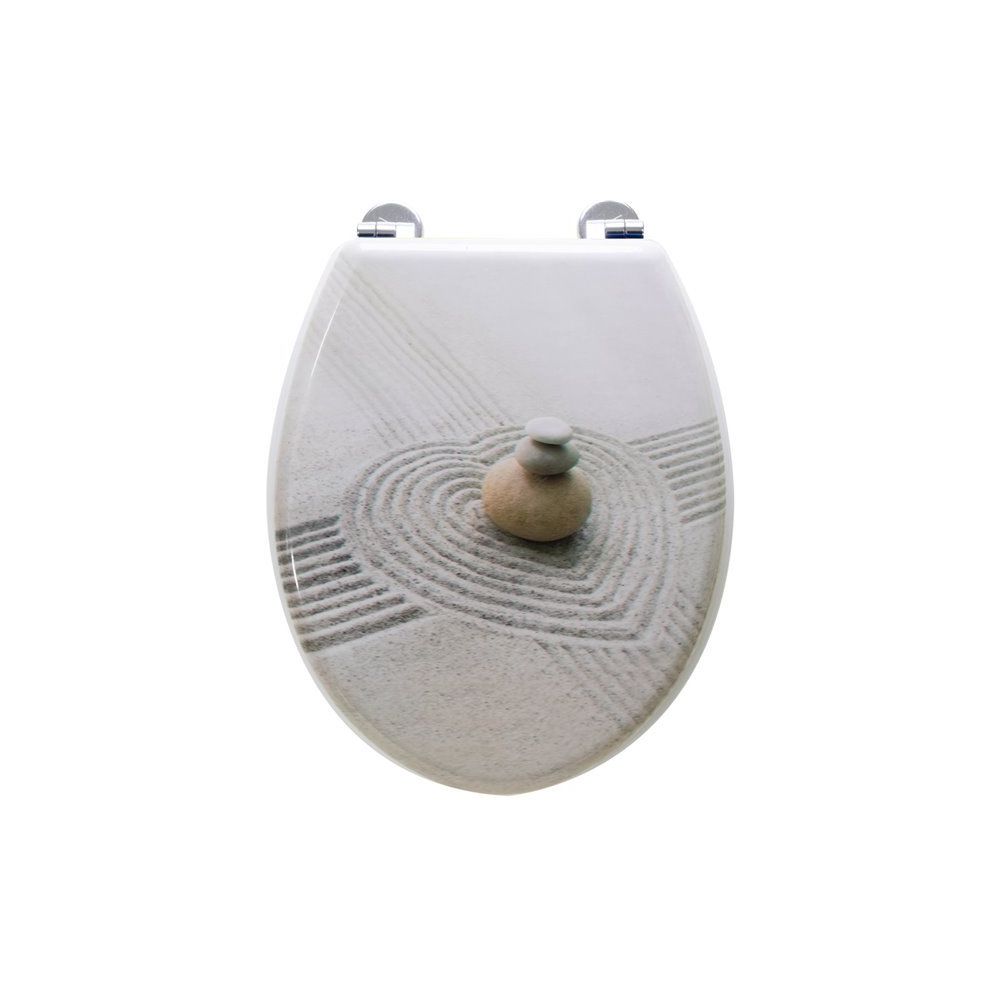 Arvix - Abattant de toilette galets sable en Bois compressé MDF Siege WC Standard charnieres inox - Abattant WC