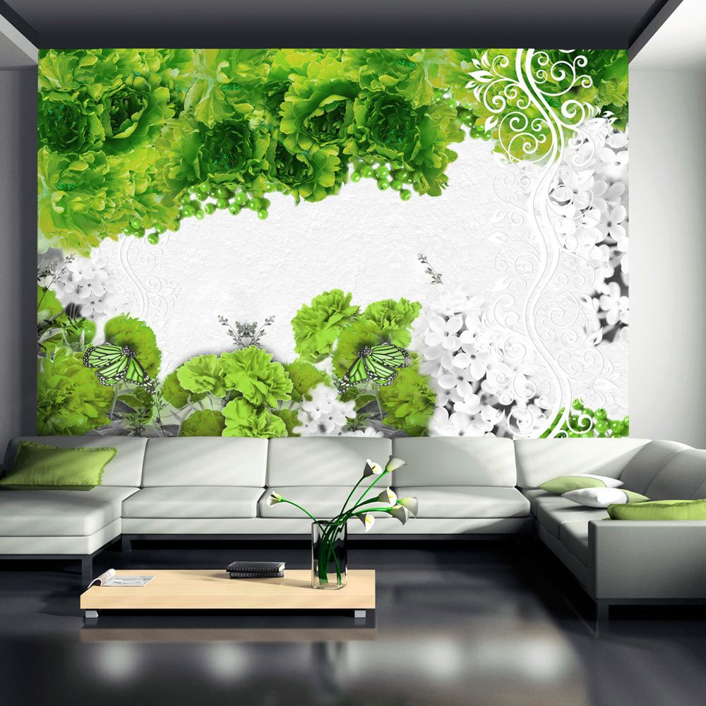 Bimago - Papier peint - Colors of spring: green - Décoration, image, art | Fleurs | Prairie | - Papier peint