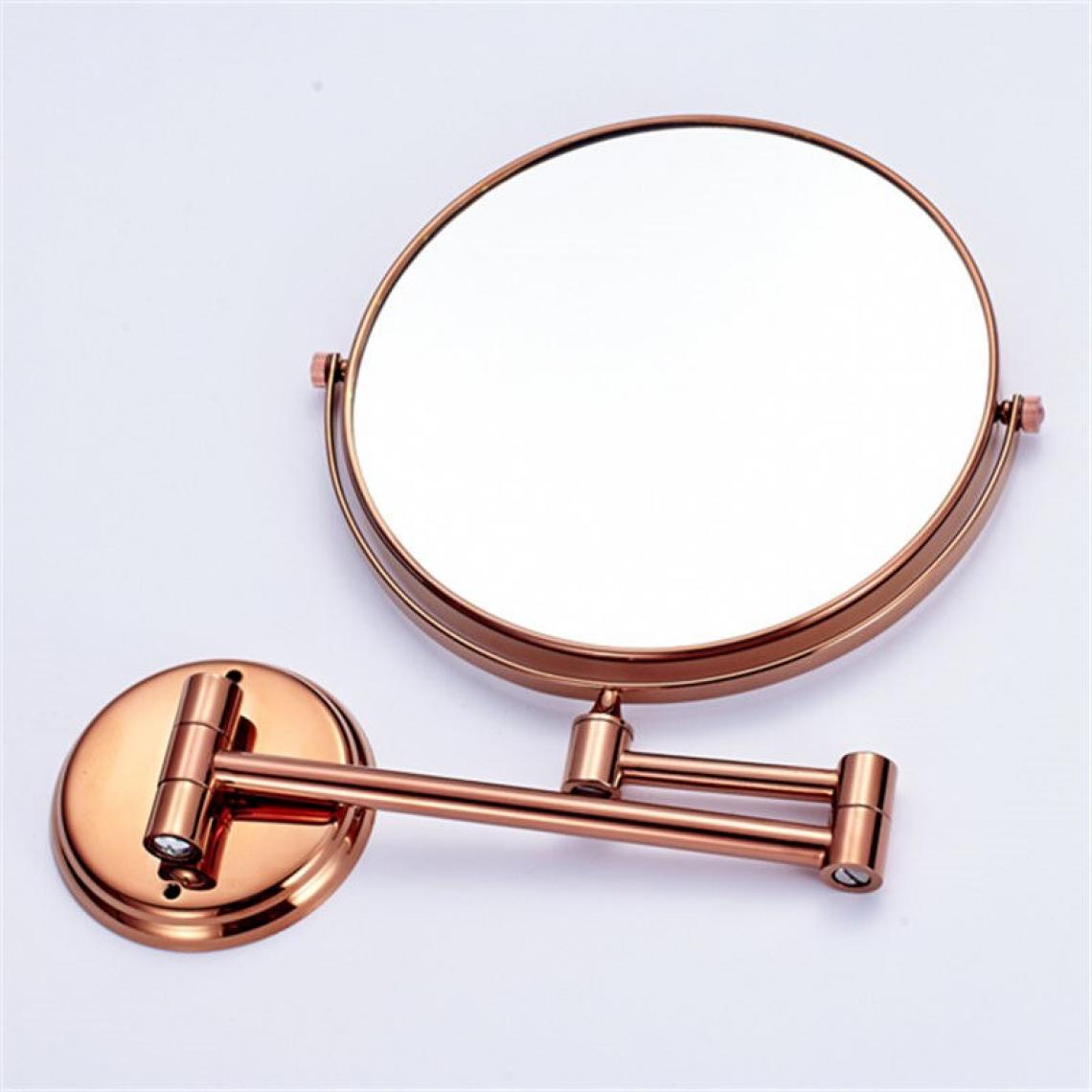 Universal - Miroir de bain en laiton 8 pouces loupe miroir de maquillage de salle de bains en or rose pliable double face quincaillerie de bain(Or) - Miroir de salle de bain