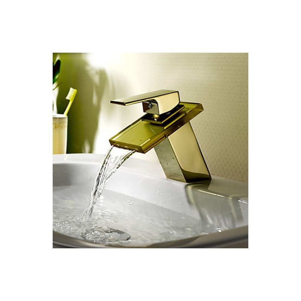 Lookshop - Robinet d'évier cascade, un style contemporain avec une finition dorée (TI-PVD) - Robinet de lavabo