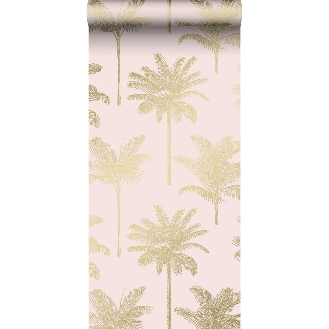 ESTAhome - ESTAhome papier peint palmiers rose clair et or - 139164 - 0.53 x 10.05 m - Papier peint