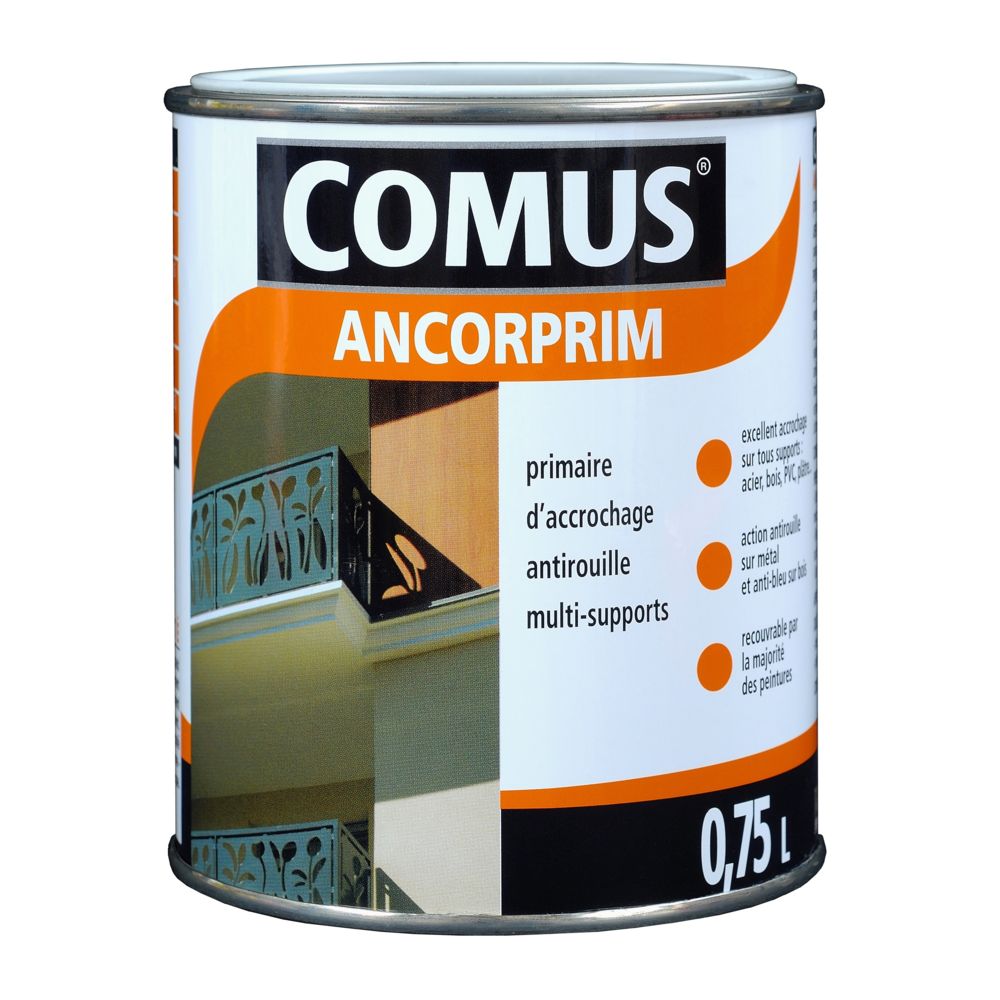 Comus - ANCORPRIM GRIS FENETRE 0,75L - Primaire d'accrochage universel - COMUS - Sous-couche plafond & mur