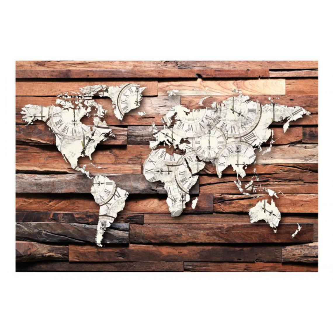 Artgeist - Papier peint - Map On Wood .Taille : 150x105 - Papier peint