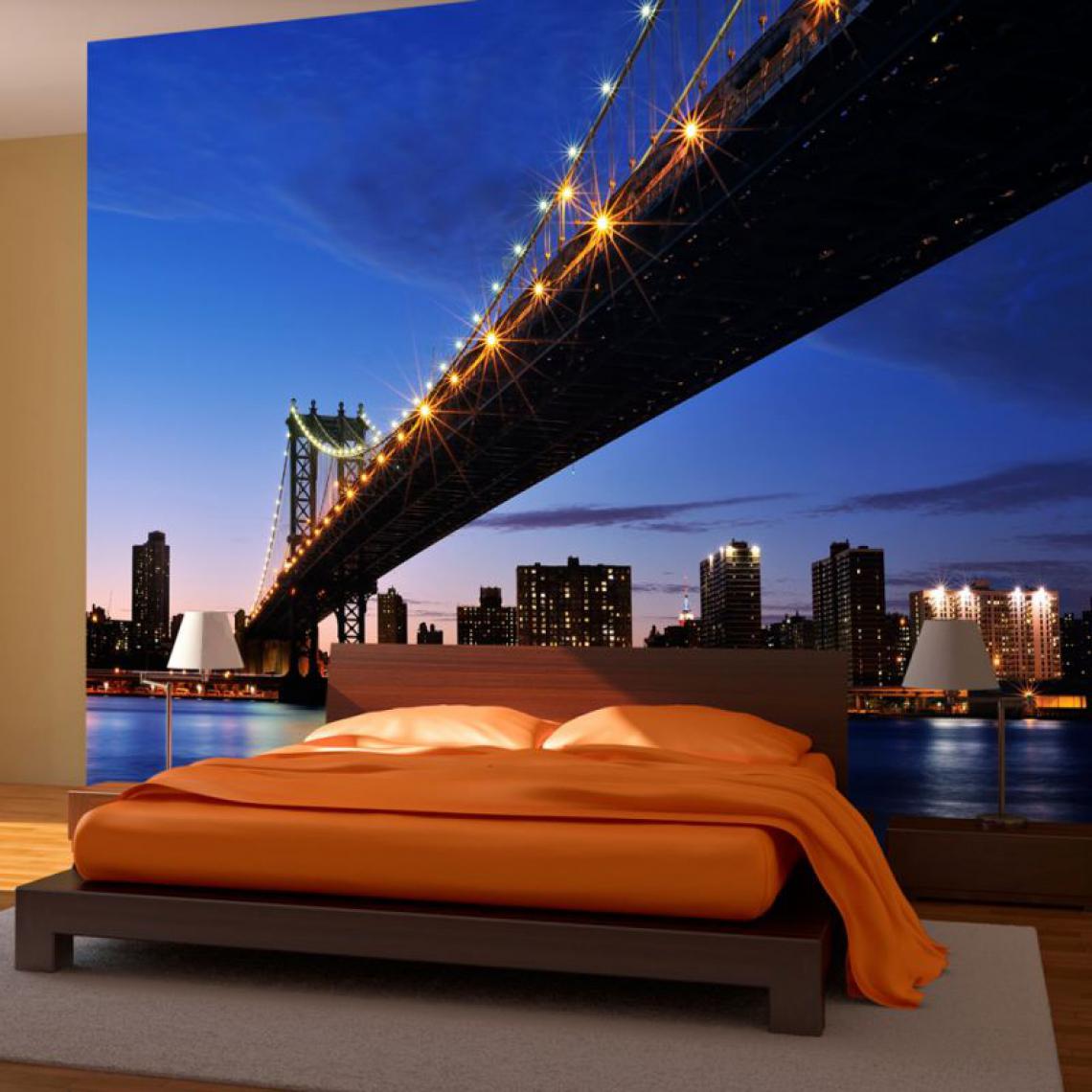 Artgeist - Papier peint - Manhattan Bridge illuminé la nuit .Taille : 250x193 - Papier peint