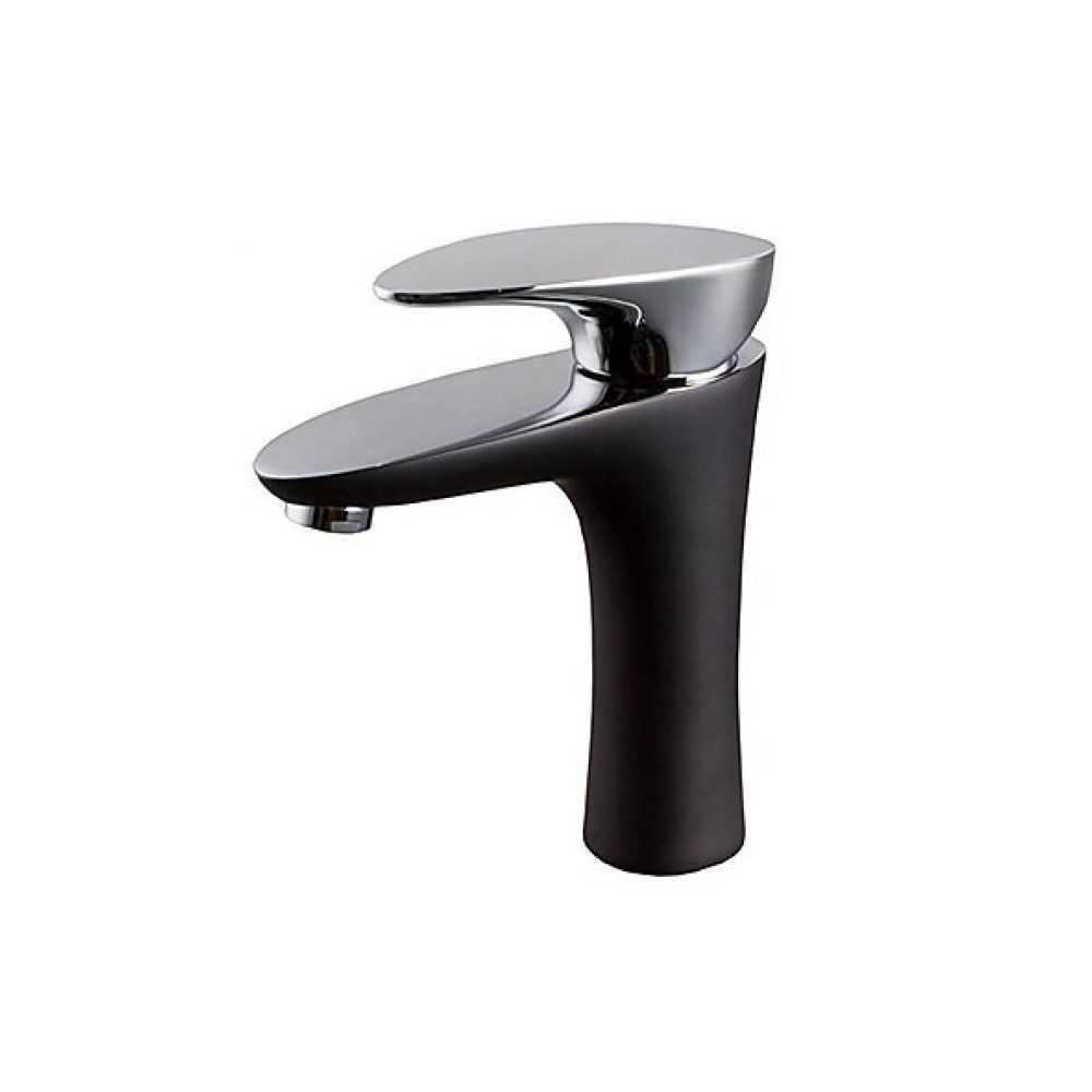 Lookshop - Robinet de lavabo style contemporain et simple noir et poignée à finition chromée - Robinet de lavabo