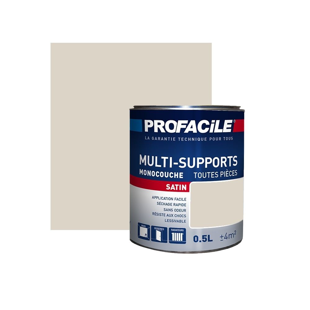 Profacile - Peinture intérieure multi-supports, PROFACILE-0.5 litre-Beige Clair - Peinture & enduit rénovation