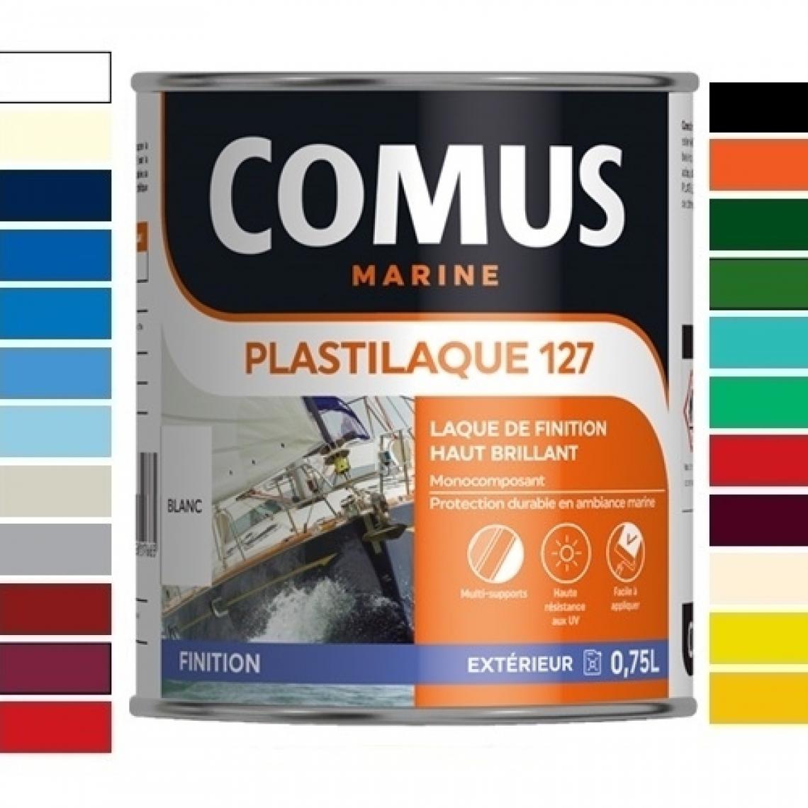 Comus - PLASTILAQUE 127 BLEU LUZIEN 111- 0,75 L - Laque marine de finition Brillante haut de gamme - COMUS MARINE - Peinture extérieure