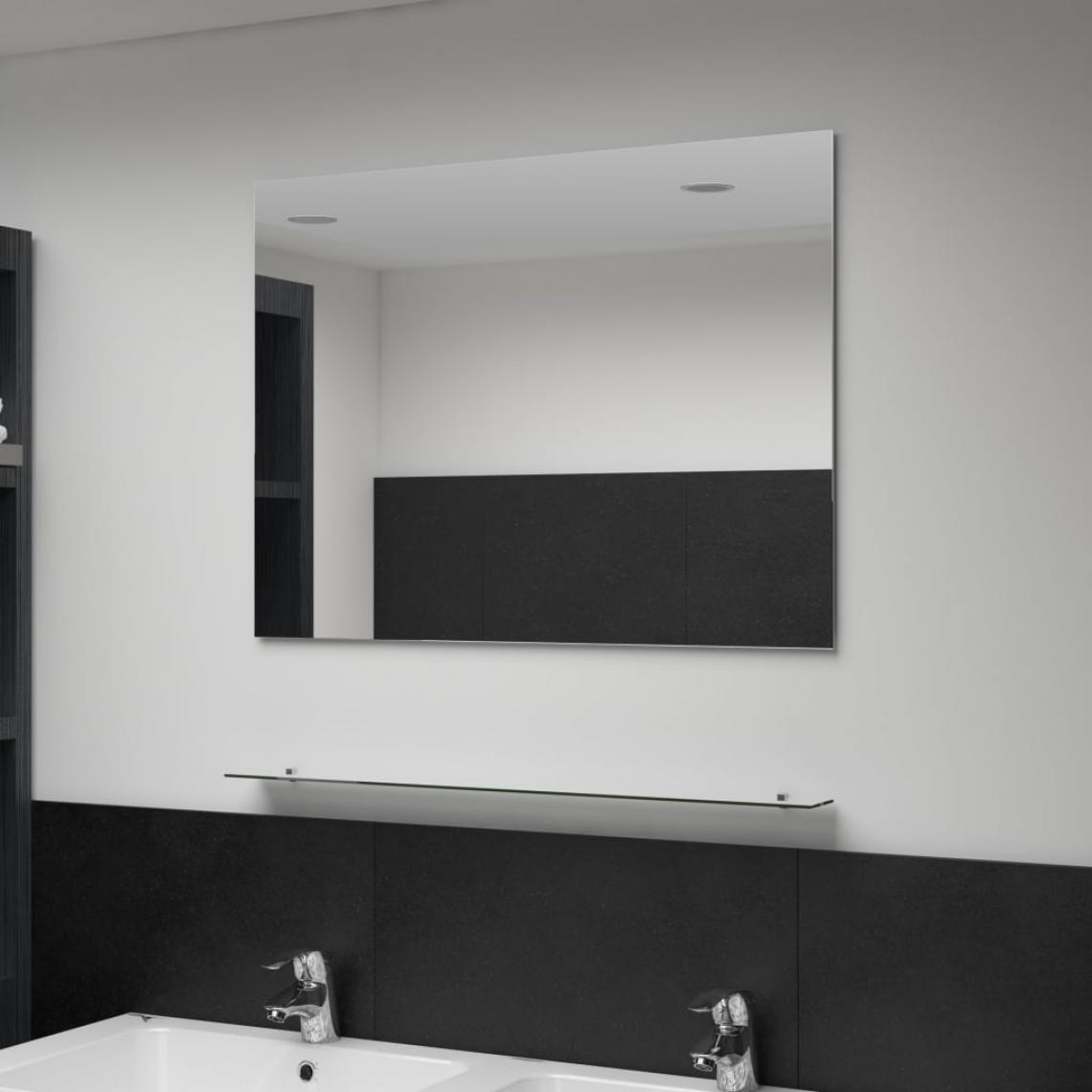 Chunhelife - Miroir mural avec étagère 80x60 cm Verre trempé - Miroir de salle de bain