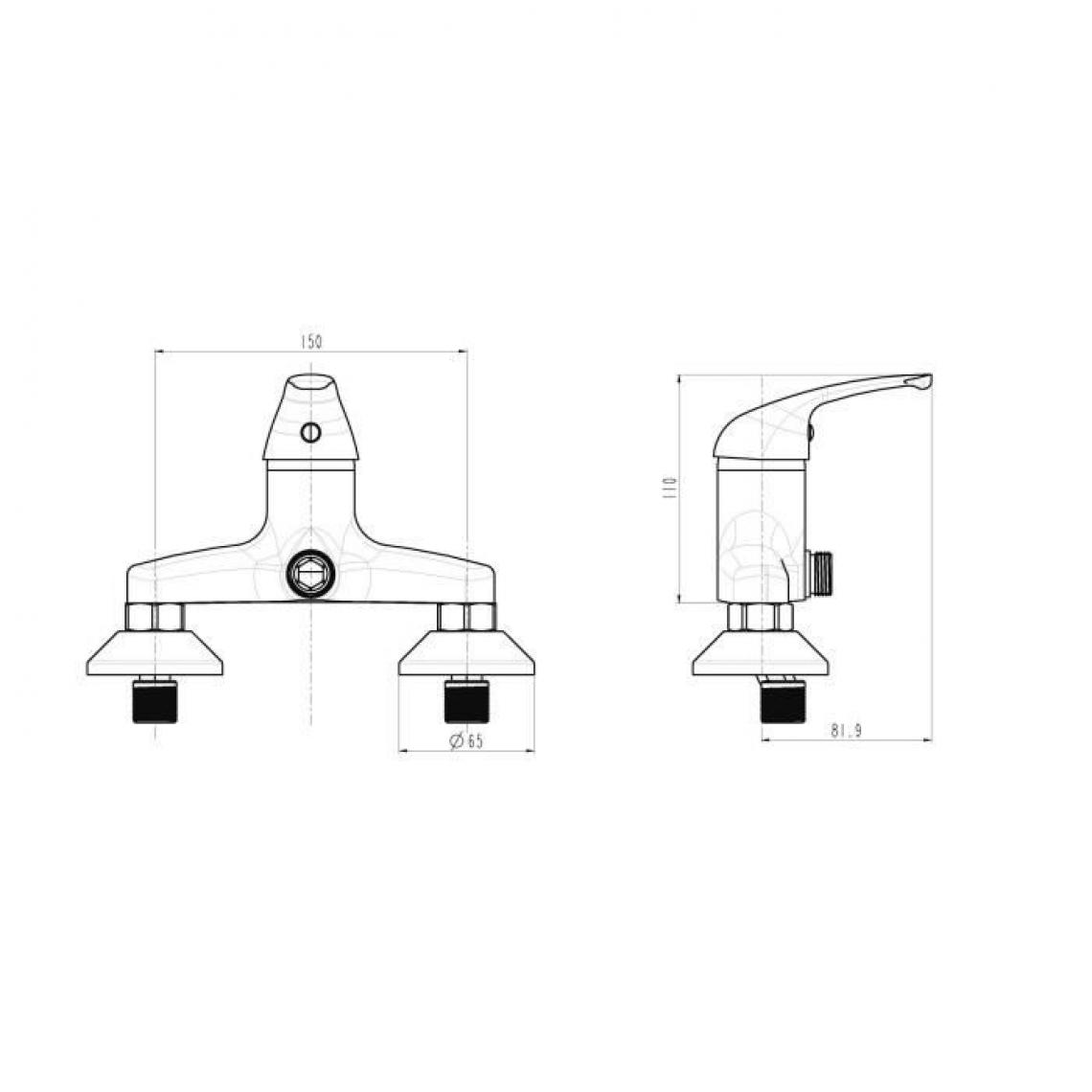 Icaverne - ROBINETTERIE DE SALLE DE BAIN Robinet mitigeur mécanique douche Athos - Robinet de lavabo