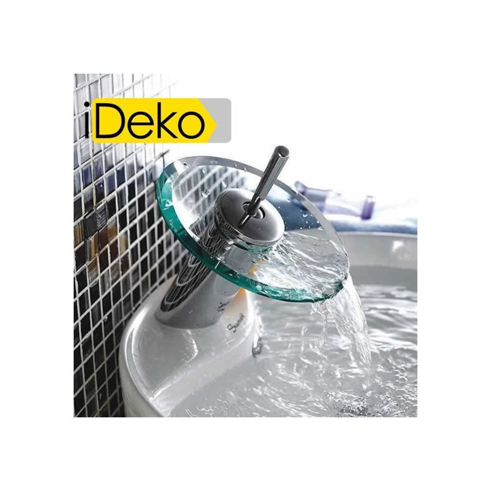 Ideko - iDeko® Robinet Mitigeur lavabo cascade en verre cé - Lavabo