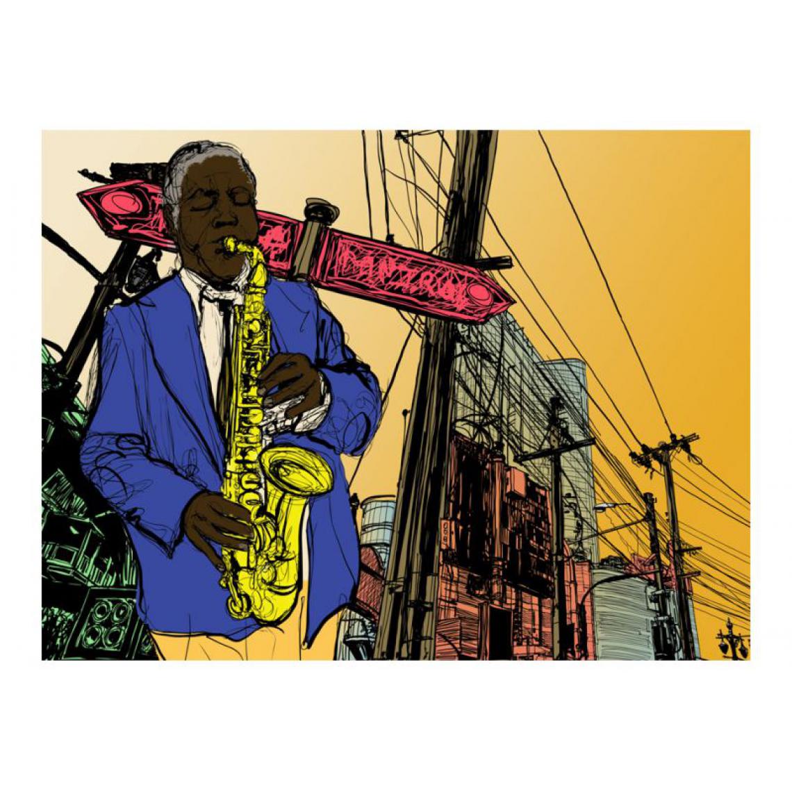 Artgeist - Papier peint - Saxophonist in New York .Taille : 300x231 - Papier peint