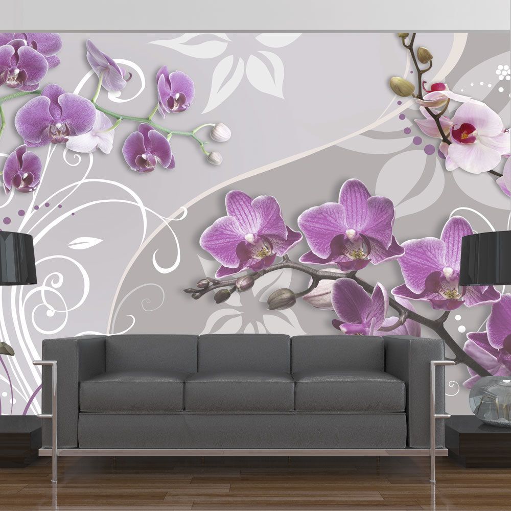 marque generique - 200x140 Papier peint Orchidées Fleurs Inedit Flight of purple orchids - Papier peint