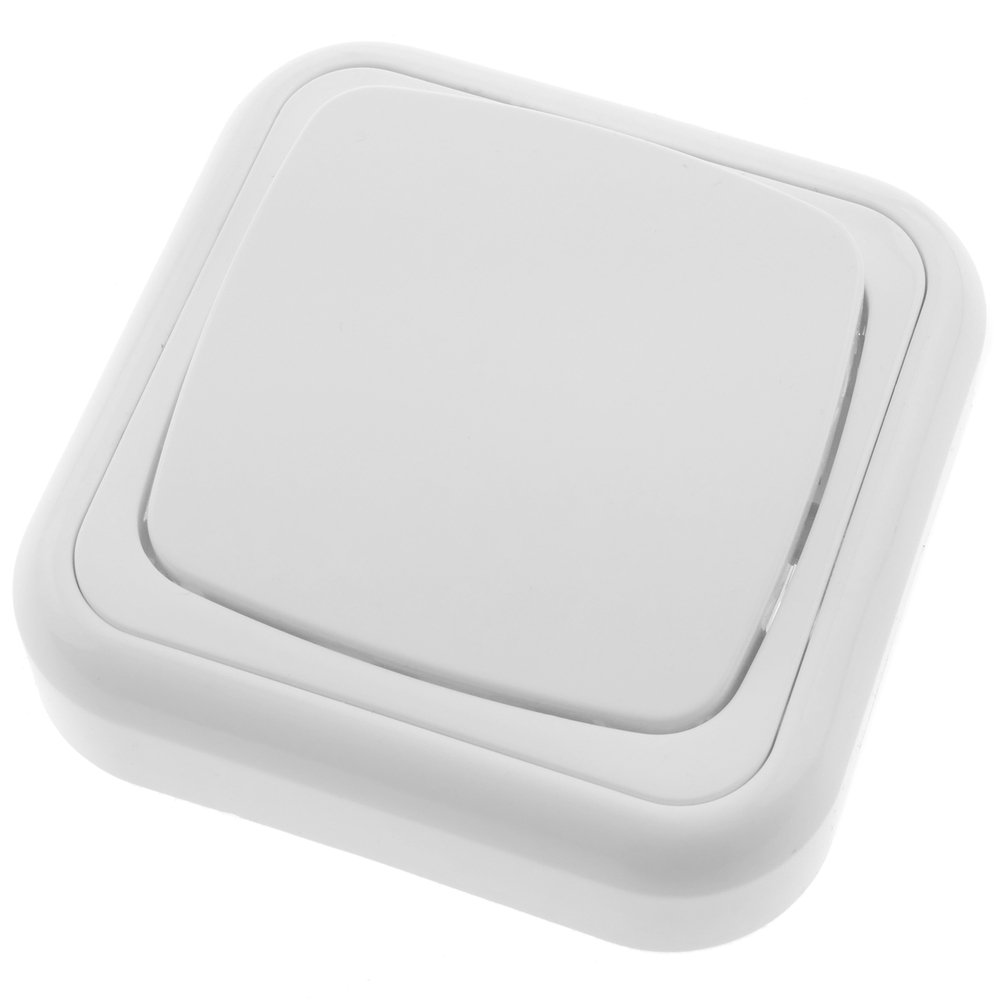 Bematik - Poussoir avec plaque de finition 80x80mm blanc - Interrupteurs et prises en saillie