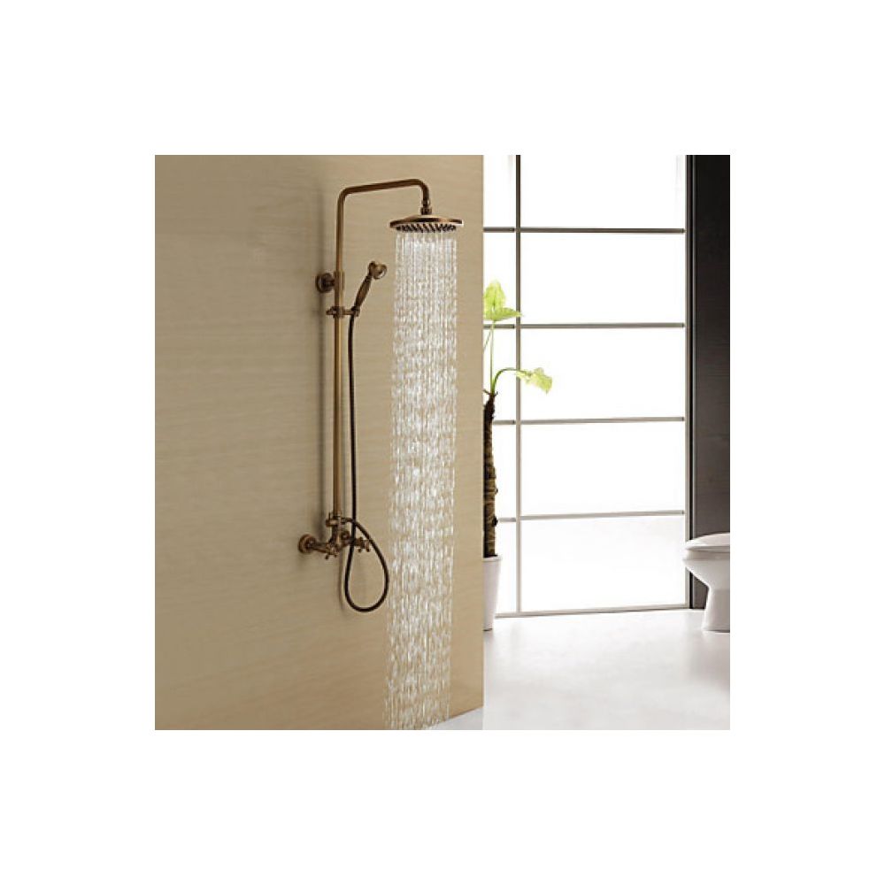 Lookshop - Robinet de douche style antique avec douchette de pluie et douchette à main - Colonne de douche