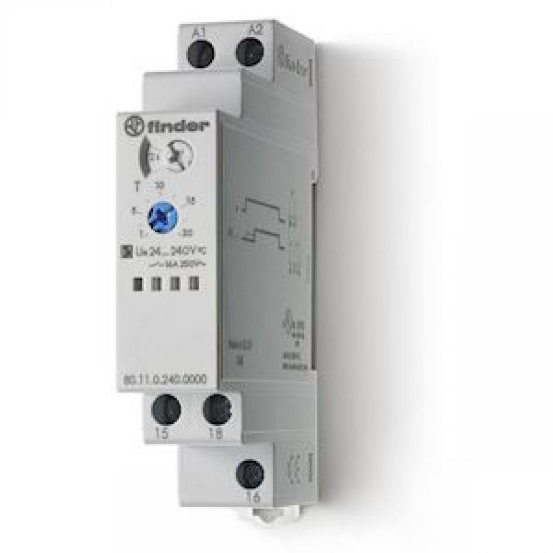 Finder - relais temporisé multifonction - modulaire - 1 contact 16a - finder 801102400000 - Télérupteurs, minuteries et horloges