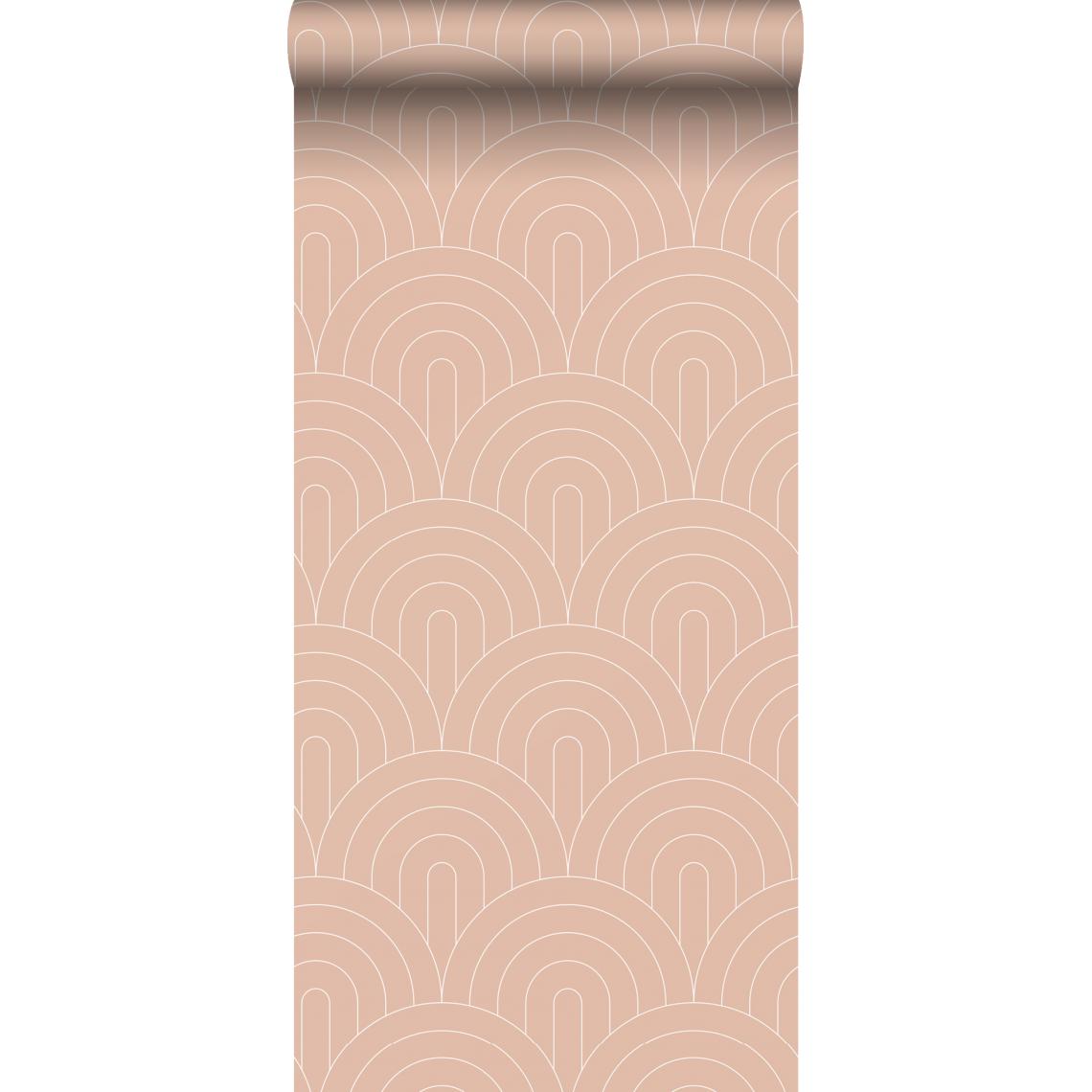 ESTAhome - ESTAhome papier peint art déco rose pêche - 139218 - 0.53 x 10.05 m - Papier peint