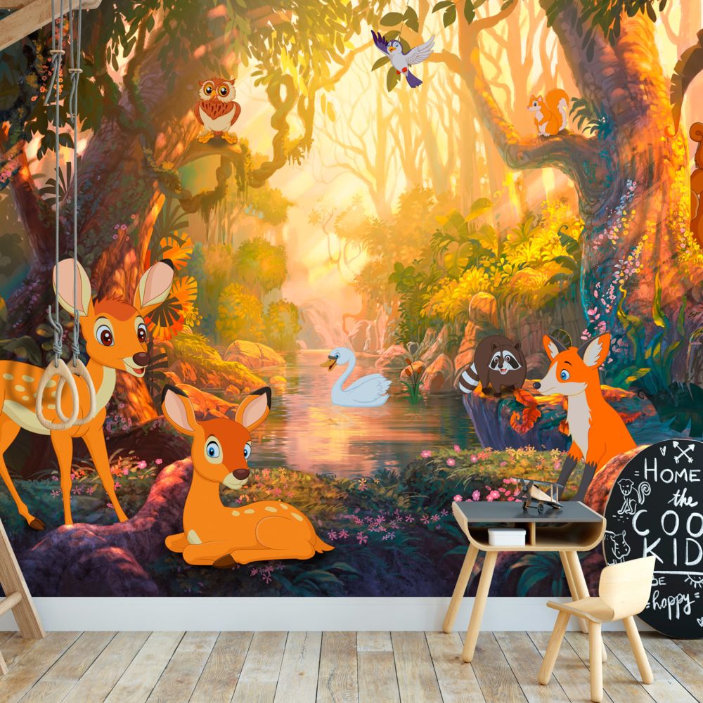marque generique - 150x105 Papier peint Pour enfants Esthetique Animals in the Forest - Papier peint