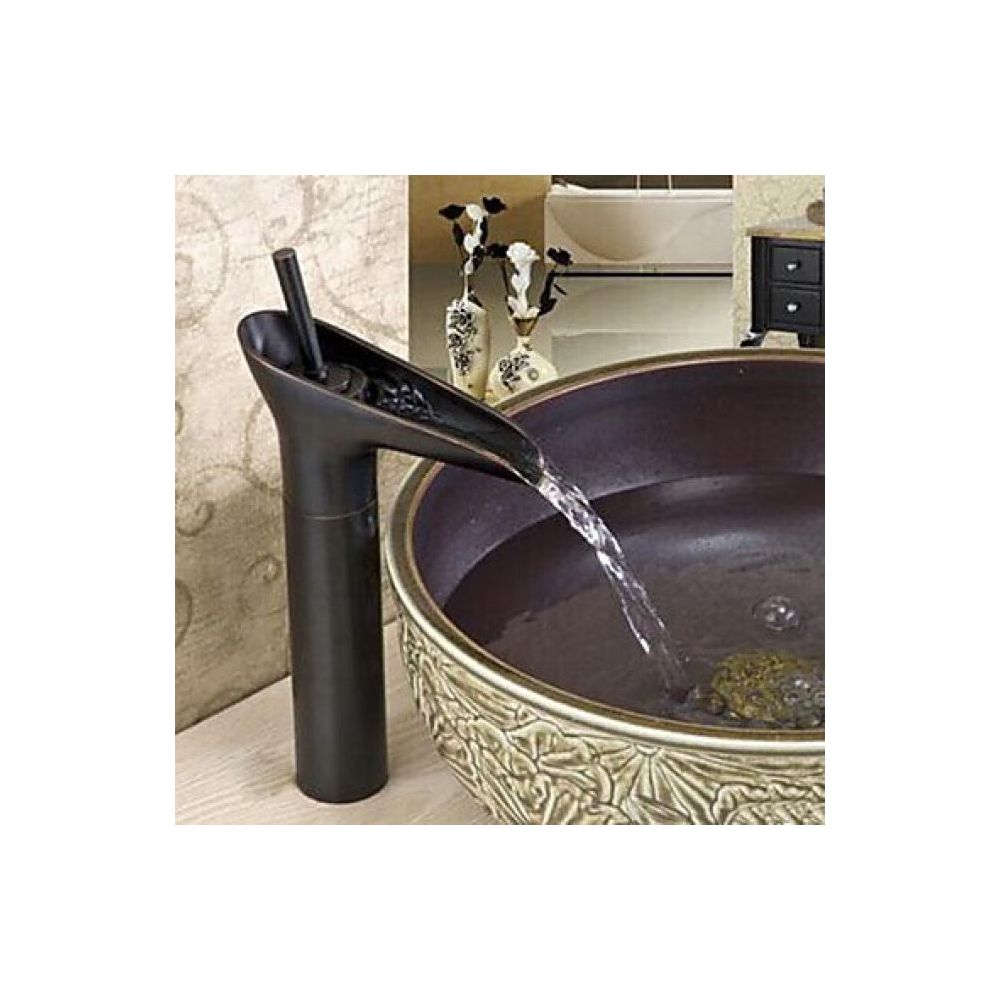 Lookshop - Robinet d'évier cascade, design antique avec finition en bronze huilé - Robinet de lavabo