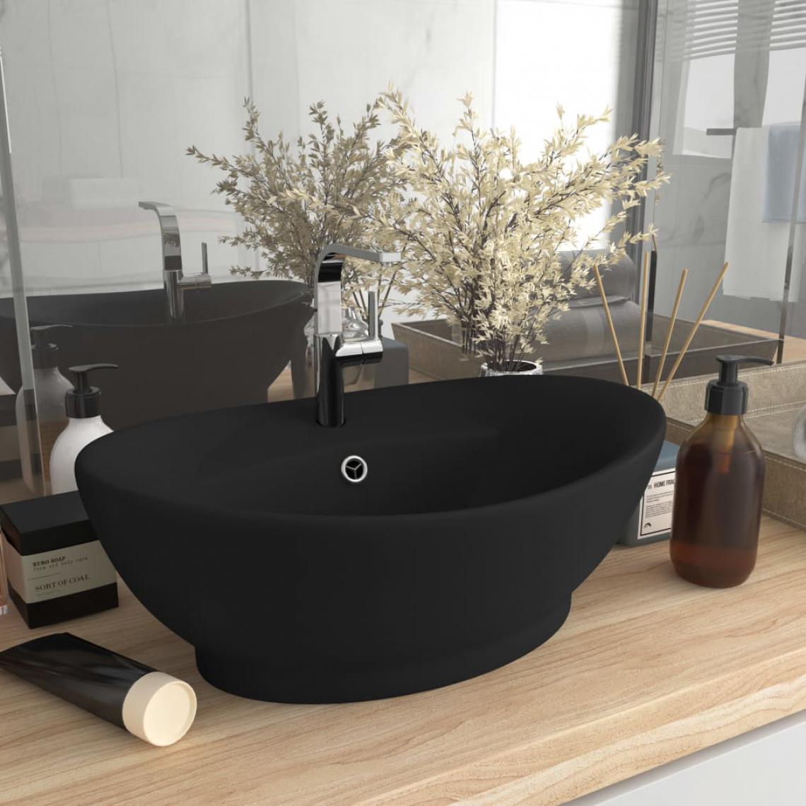 Icaverne - Moderne Éviers et lavabos collection Koweït Lavabo ovale de luxe à trop-plein Noir mat 58,5x39 cm Céramique - Lavabo