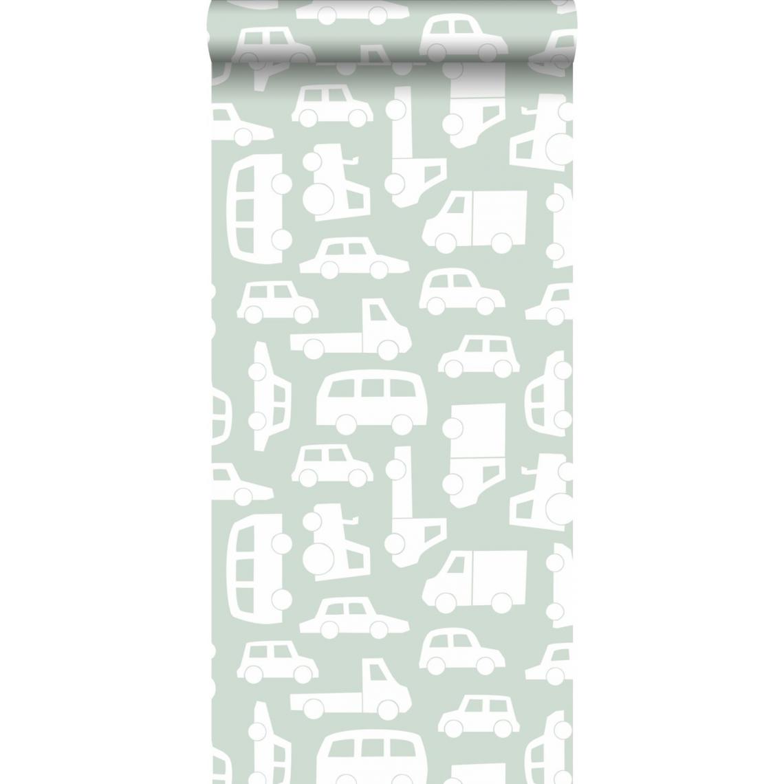 ESTAhome - ESTAhome papier peint voitures vert menthe - 139046 - 0.53 x 10.05 m - Papier peint