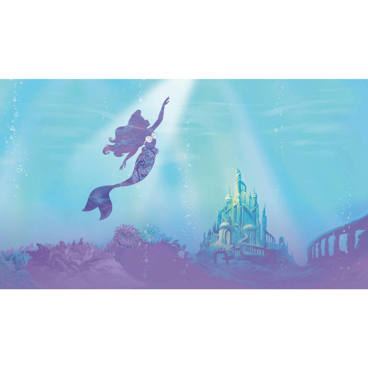Roommates - Fresque murale adhésive géante Disney Ariel La Petite Sirène sous la mer avec fond château - 3.2 m x 1.83 m - Papier peint
