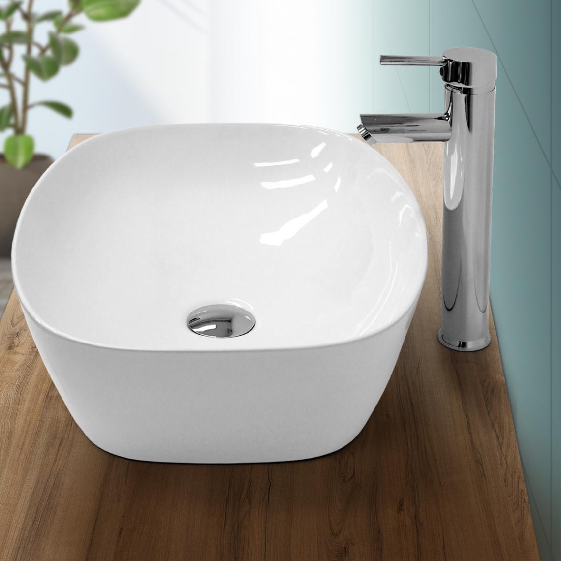 Ecd Germany - Lavabo vasque a poser en céramique blanche évier ovale salle de bain 505x385 mm - Lavabo