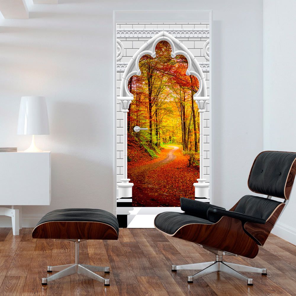 Bimago - Papier-peints pour porte | Photo wallpaper | 70x210 | Gothic Arch and forest in atumn I | - Papier peint
