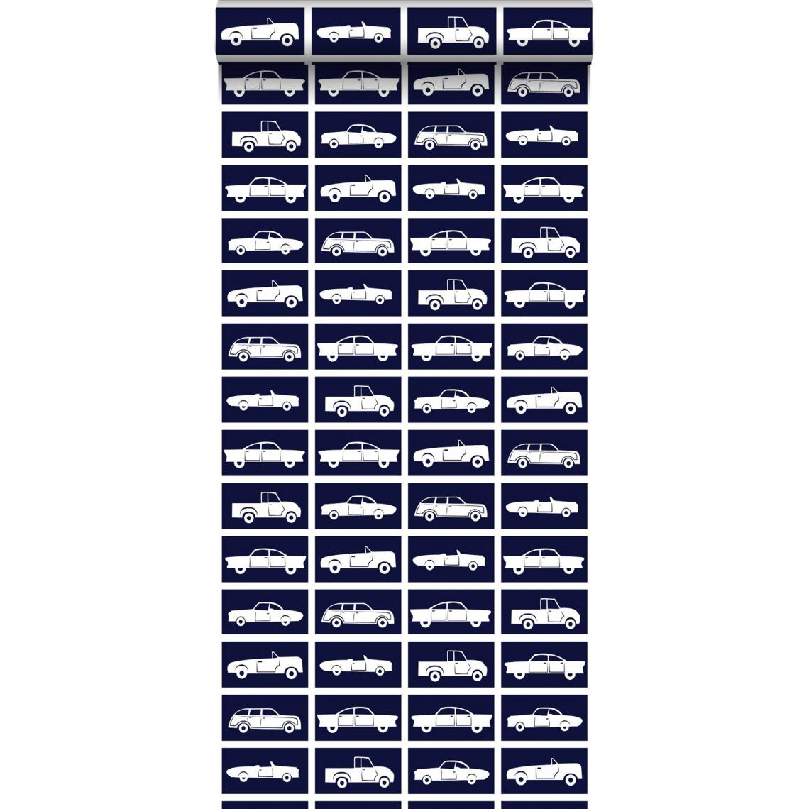 ESTAhome - ESTAhome papier peint voitures bleu marine - 115831 - 53 cm x 10,05 m - Papier peint
