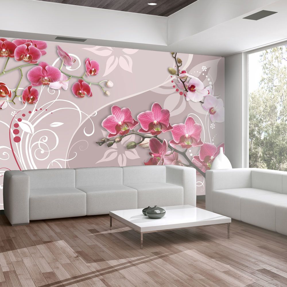 marque generique - 100x70 Papier peint Orchidées Fleurs Stylé Flight of pink orchids - Papier peint
