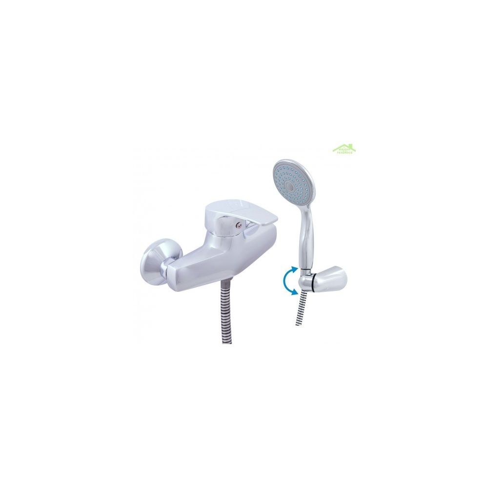Rav - Mitigeur douche mural KONGO avec douchette en chrome - Avec douchette à support pivotant - Mitigeur douche