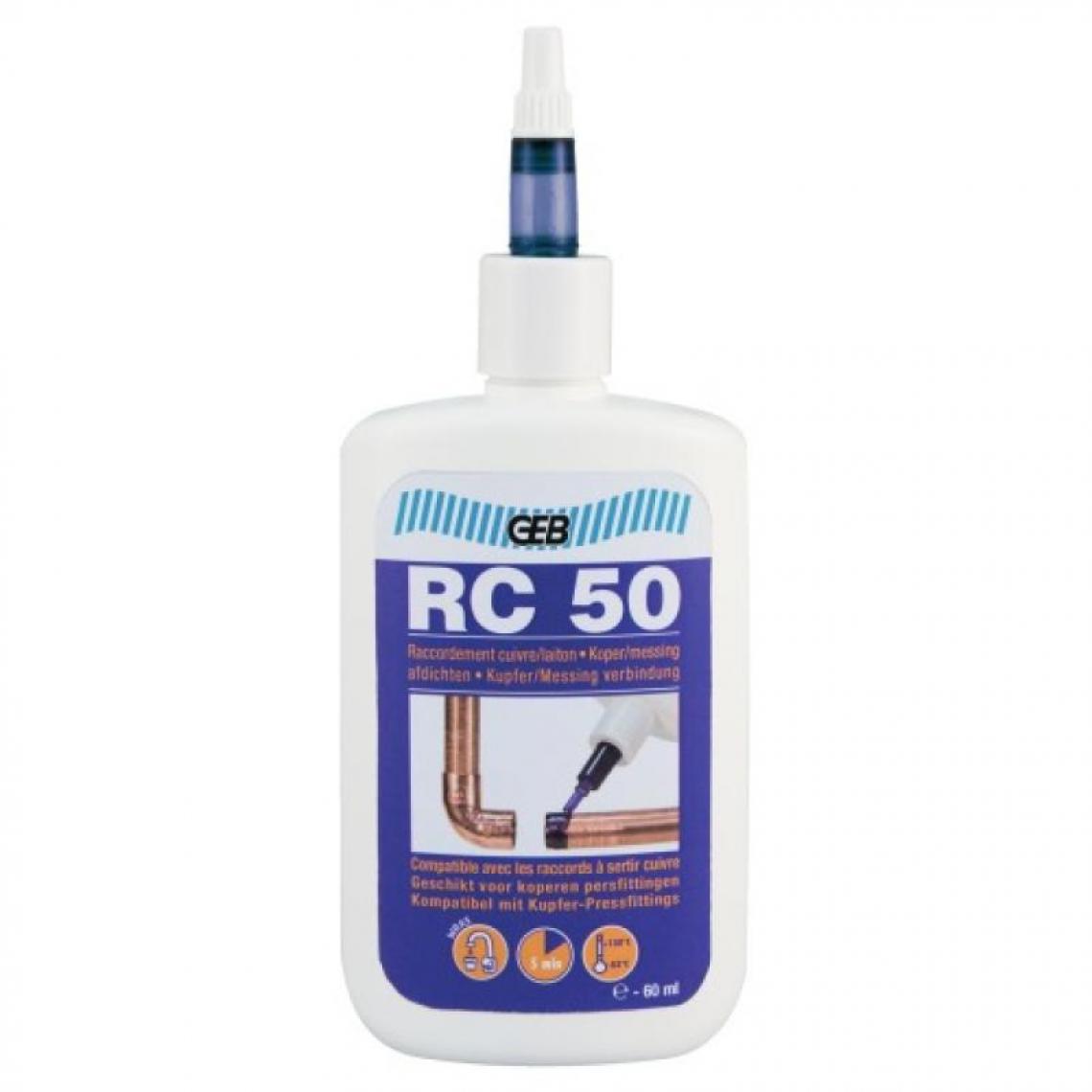 Geb - Résine anaérobie RC 50 pour tubes cuivre et laiton 60 ml - Mastic, silicone, joint