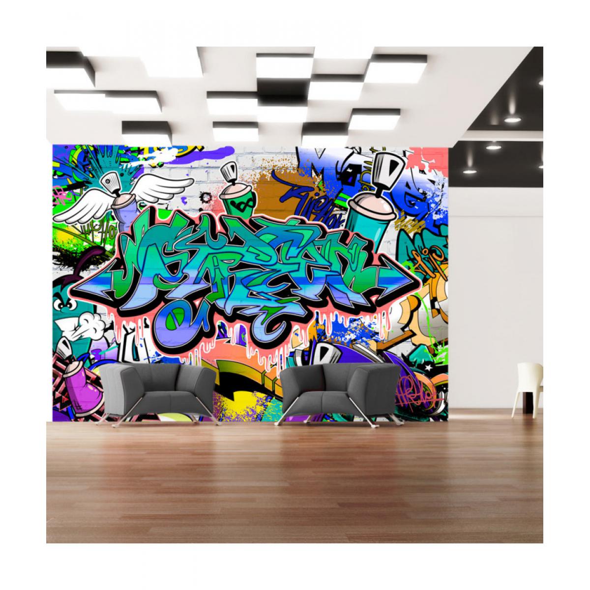 Artgeist - Papier peint - Graffiti: motif bleu 200x140 - Papier peint