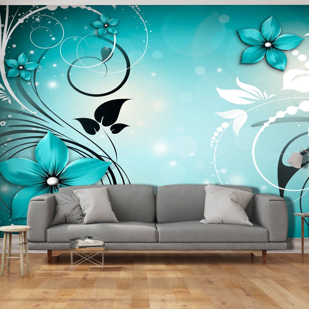 Bimago - Papier peint XXL - Sapphire Winter - Décoration, image, art | Fonds et Dessins | Motifs floraux | 500x280 cm | XXl - Grand Format | - Papier peint