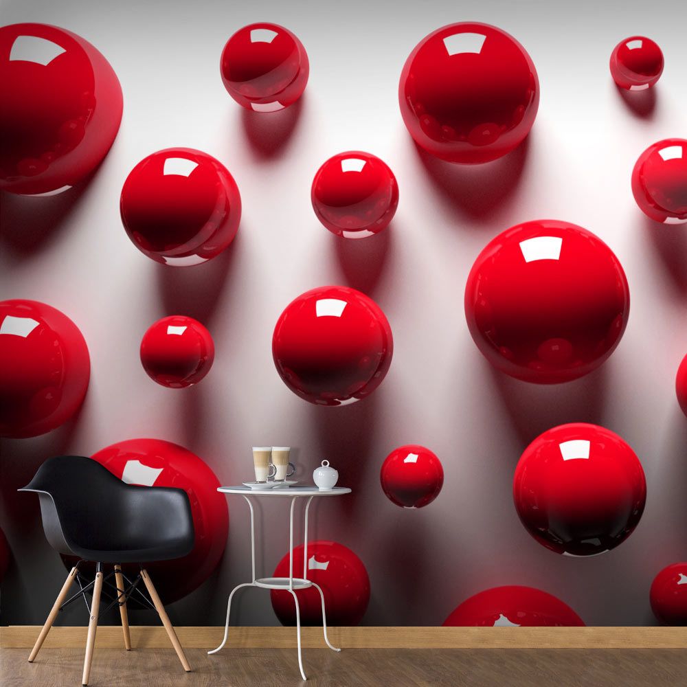 Bimago - Papier peint - Red Balls - Décoration, image, art | 3D et Perspective | - Papier peint