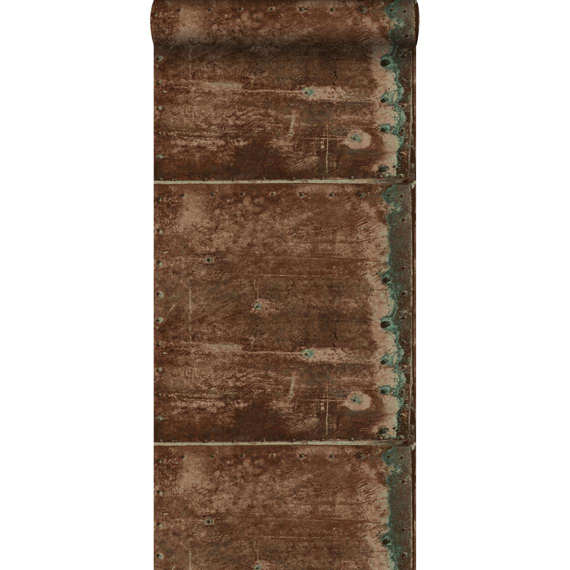 ESTAhome - ESTAhome papier peint plaques métalliques brun rouille - 138221 - 53 cm x 10,05 m - Papier peint