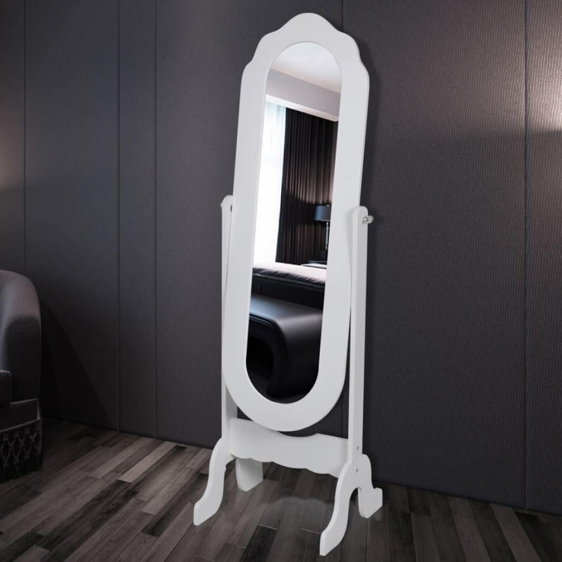 Icaverne - Inedit Décorations gamme Port Moresby Miroir en pied blanc pivotant - Miroir de salle de bain