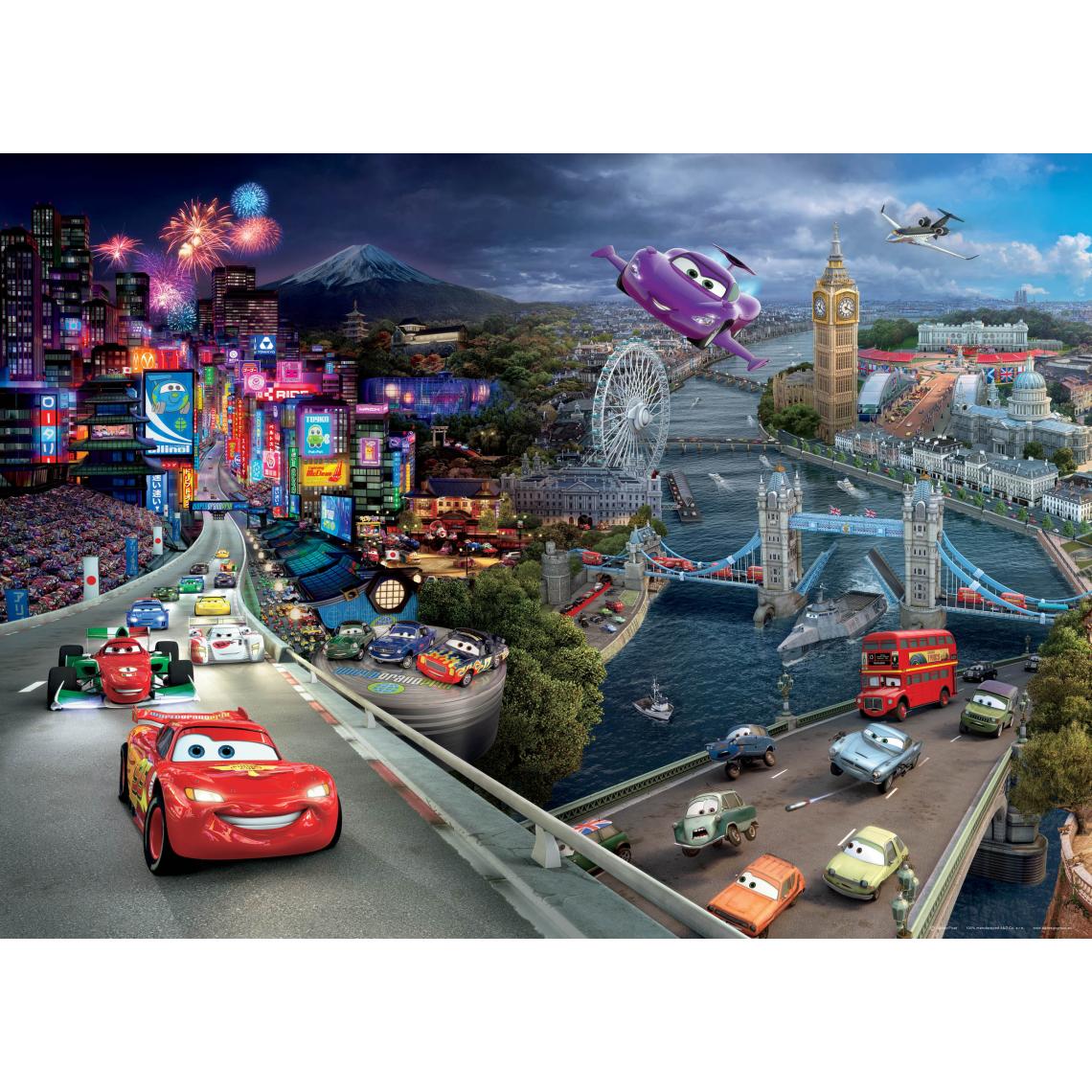 Disney Montres - Disney affiche Cars bleu, rouge et violet - 600649 - 160 x 110 cm - Papier peint