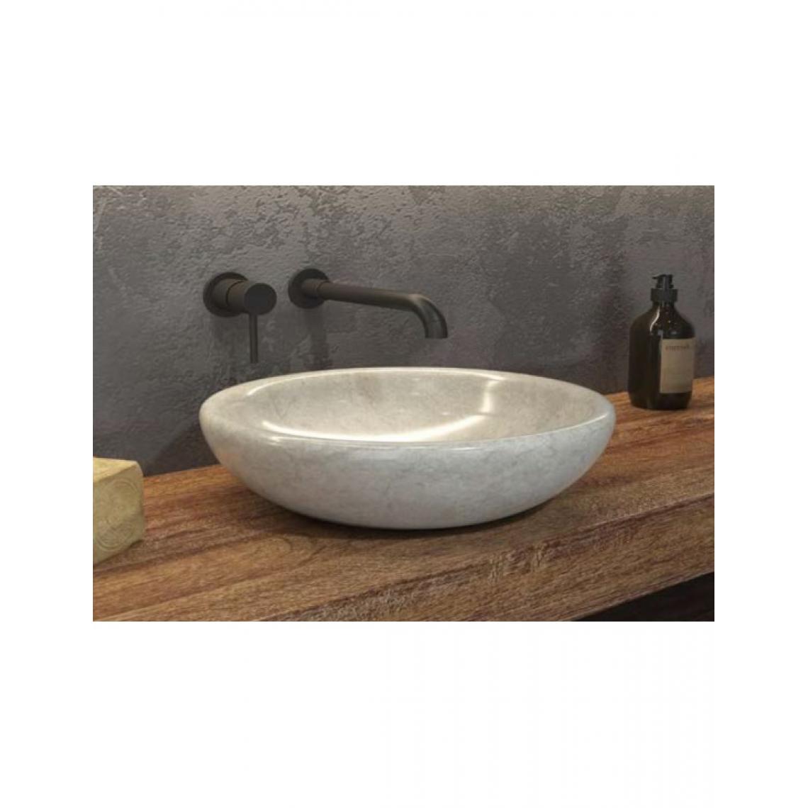 Karag - Vasque ovale SORA CREAM à poser Ø40 x12 cm en pierre - Vasque